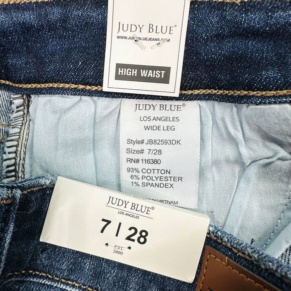 Judy Blue High-Rise Dark Wash Cropped Wide Leg Jeans - Size 7 / 28 - Picture 6 of 8